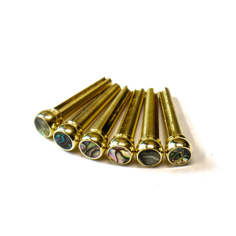 Brass/Abalone Bridge Pins x 6 - Parts - WM Guitars