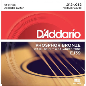 D'Addario Phosphor Bronze Acoustic 12 String Guitar Strings - Strings - D'Addario