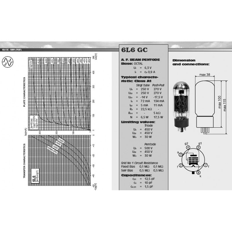 JJ Electronics Power - Amp Tube 6L6GC Amp Valve - Valves - JJ Electronic