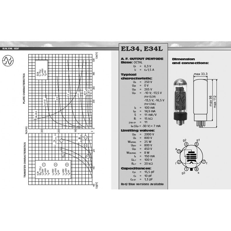 JJ Electronics Power - Amp Tube EL34 Amp Valve - Valves - JJ Electronic