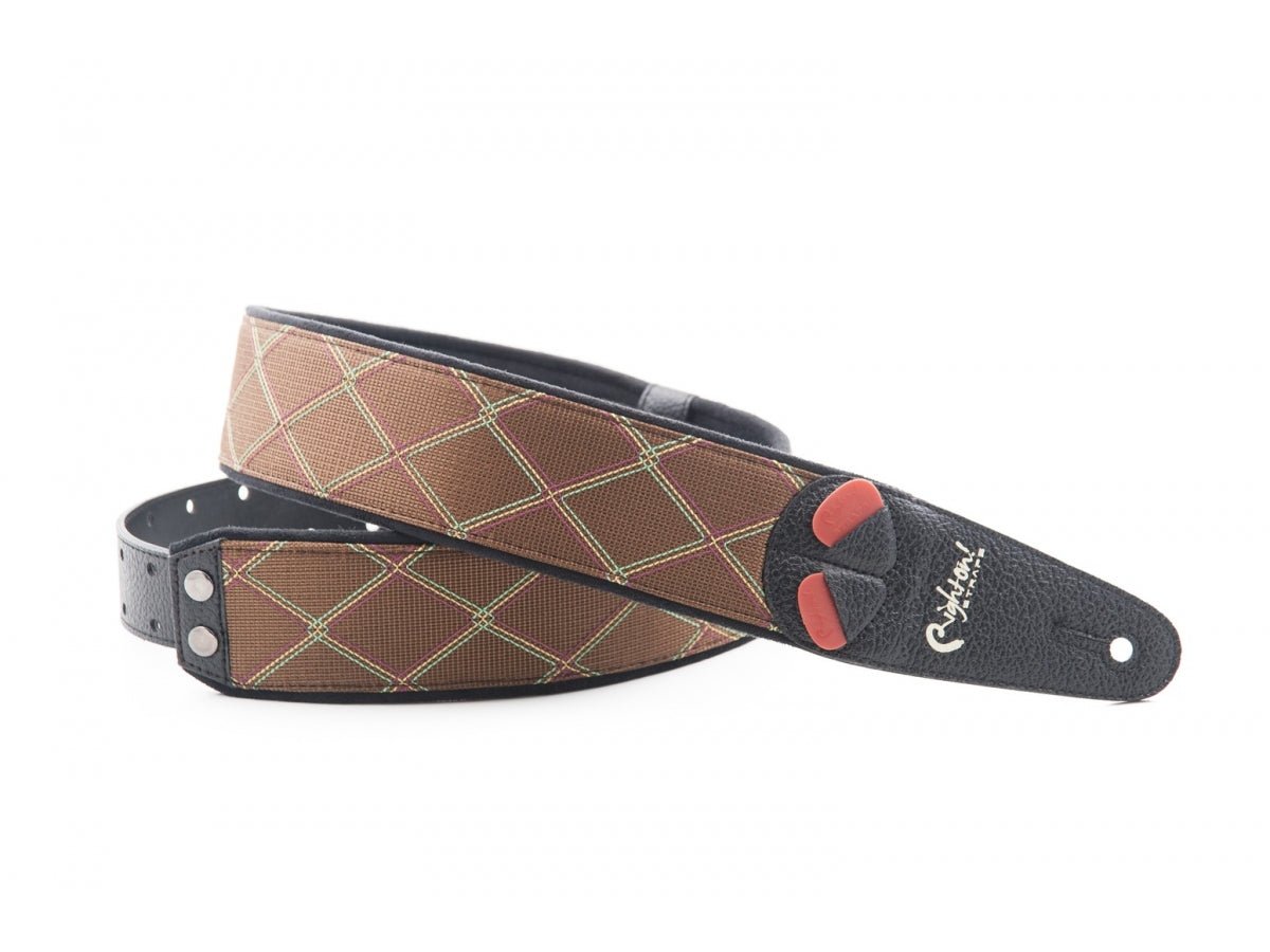 RightOn! Mojo VOX Vegan Guitar & Bass Strap - Brown / Black - Straps - RightOn!