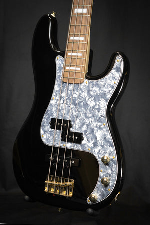 Woodstock P-Bass Black Reversed Headstock - Bass Guitars - Woodstock